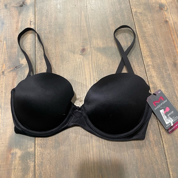 NWT Maidenform Women’s Demi Coverage Solid Black Underwire Strapless 36D #09458 - Picture 1 of 10